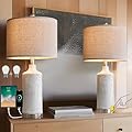 OYEARS 24” Table Lamps Set of 2, Bedside Lamps for Bedroom Night Stands, 3-Way Dimmable Table Lamps for Living Room With USB A+C, Farmhouse Touch Lamp for Home Decor, End Table, Modern (Bulb Included)