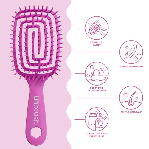 Image of FHI Heat UNbrush Flex Detangling Brush - Ultra-Flexible, Pain-Free Hair Brush Detangler with DuoFlex Anti-Static Bristles for Removing Tangles, Massaging Scalp & Faster Styling