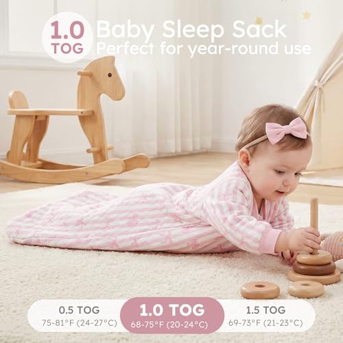 Image of Yoofoss Baby Sleep Sack 18-24 Months 1.0 Tog Long Sleeve Sleep Sack Organic Cotton Wearable Blanket for Toddlers 2-Way Zipper Quilted Sleeping Sacks(X-Large)