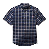 Wolverine Built Stretch Short Sleeve Plaid Shirt True Navy