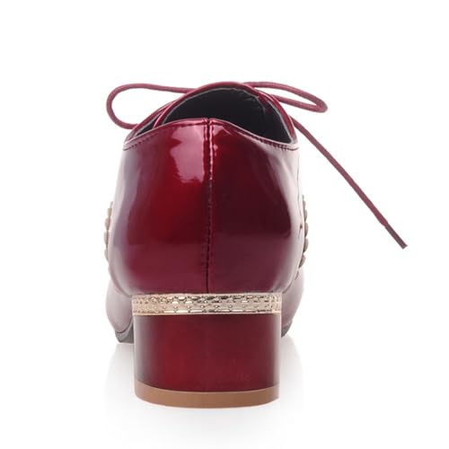 Women Lace Up Office Shoes Oxford Chunky Heels3