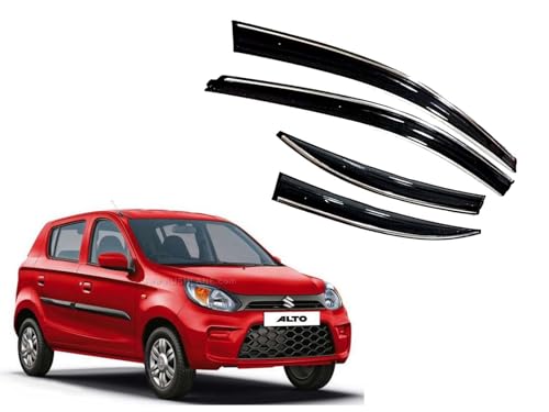 Image of CAR SAAZ Chrome Line Door Visor for Alto (2000-2012)(Set of 4Pcs) | Rain Guard | Wind Deflector