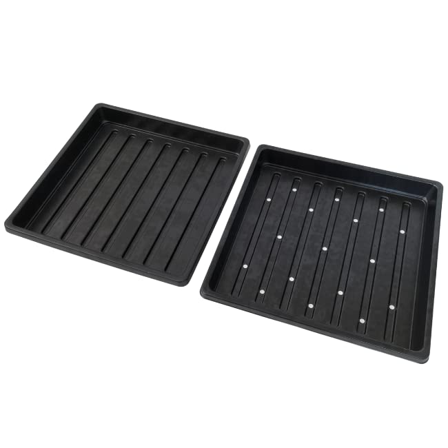 1010 bandejas de cultivo de microgreens (paquete de 20) bandejas poco profundas premium de 10 x 10 pulgadas para cultivar microgreens y pasto de trigo, 10 bandejas con agujeros y 10 bandejas sin