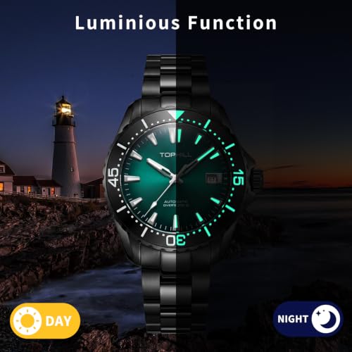 Image of TOPHILL Men Watches Automatic Mechanical Watches - Dive, GMT, Chronograph & Dress Styles | 316L Stainless Steel, Sapphire Crystal, Ceramic Bezel | 5ATM-300M Waterproof with Super Luminous | Classic Business & Sport Casual