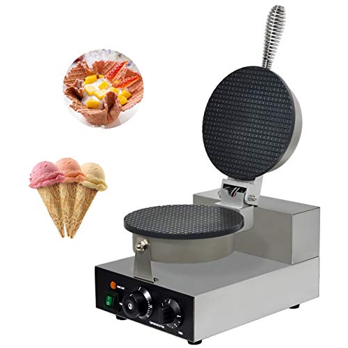NJTFHU Electric Ice Cream Cone Maker Commercial Waffle Cone Machine Electric 1300watt 110V Nonstick Stainless Steel 63 maker Temperature and Time Control for Family Kitchen Home Bakeries Snack Bar use