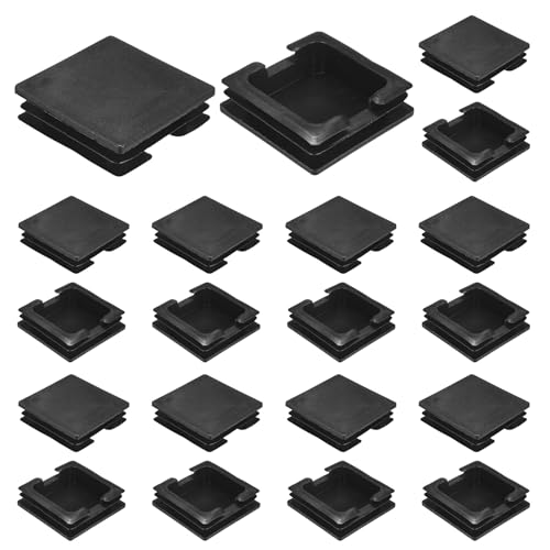 Image of M METERXITY 20-Pack Square Tubing End Caps, 3Inch /75mm Plastic Tube Plugs for Square Metal Tube /Chair Legs /Pipe Post /Furniture /Fence, Bumper Tubing Plug [Black]