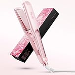Dekuri Hair Straighteners, 42mm Wide Plate Flat Iron, Frictionless Water-Based Ceramic Straightener for Silky Smooth Hair, Professional Hair Straighteners for Women, 120°C-230°C-Shell Pink