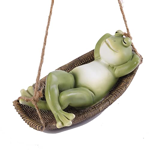 Cmrweio Frog Statues For Garden Outdoors Hanging Sleeping Frog Sculptures Swing Home Décor #TOP5