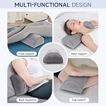 Inflatable Bolster Pillow for Leg, Back, Ankle,Knee & Neck Support – Half Moon Air Cushion, Self-Inflating Design,Lightweight, TPU & Soft Milk Fiber – Travel Leg Elevation Pillow 51x21x12cm