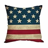 Moslion American Flag Pillow,Home Decorative Throw Pillow Cover Vintage USA Flag Burlap Cotton Linen Cushion for Couch/Sofa/Bedroom/Livingroom/Kitchen/Car 18 x 18 inch Square Pillow case