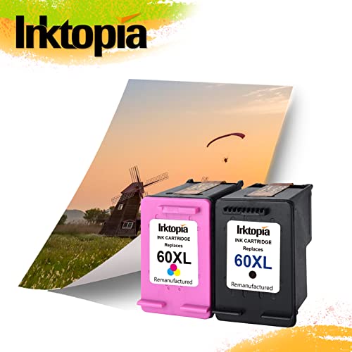 Inktopia Remanufactured Ink Cartridges Replacement For Hp 60Xl 60 Xl Cb336Wn Cb338Wn High Yield (1 Black, 1 Tri-Color) For Hp Photosmart C4680 D110 Deskjet D2680 F2430 F4210 Printer #TOP6