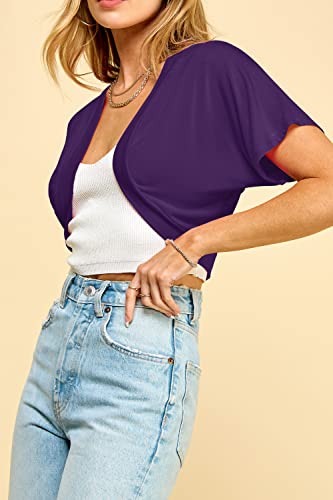 Image of Lock and Love Women's Versatile Open Front Lightweight Short Sleeve Bolero Shrug