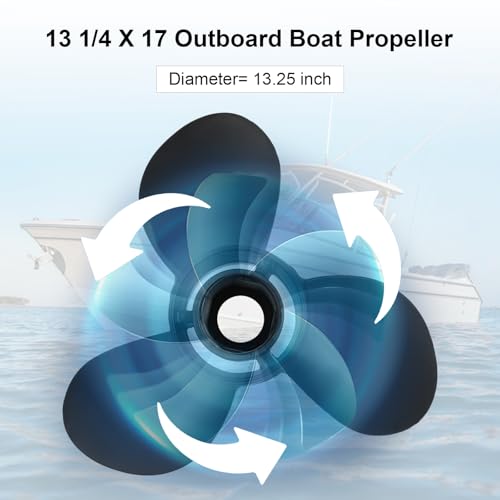 Image of 48-77344A45 Outboard Boat Propeller 13 1 /4 x17 Pitch Replacement for Mercury 60 75 90 100 115 hp, 15 Spline Tooth, RH, 13.25 x 17P