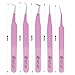 Eyelatic false Eyelash Extension Tweezers, Professional Classic And Volume Eyelash Extensions Tweezers Kits 5Pcs Pink
