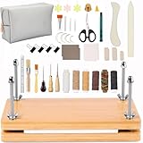 Buchbinder Set,Buchpresse aus Holz,handgefertigtes Buchbinder-Starterwerkzeug-Set, 35pcs 37.5*29cm tragbares,mit Holzbindepresse, Falzbein, Buchdeckel,Ahle,Buchbindeband,für DIY Buchbinder Handwerk