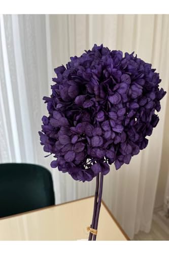 Hortensia morada preservada seca tallo único 50 cm miniatura 3