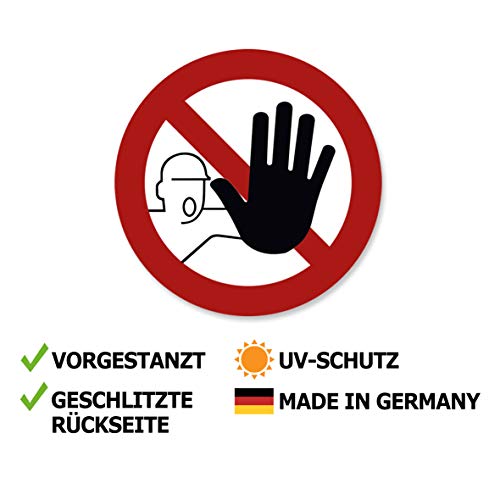 5 Stück Zutritt verboten Aufkleber Verbotszeichen für unbefugte Personen Gebotszeichen mit UV Schutz Warnzeichen für Außenbereich Innenbereich kein Durchgang von STROBO 9,5 x 9,5 cm