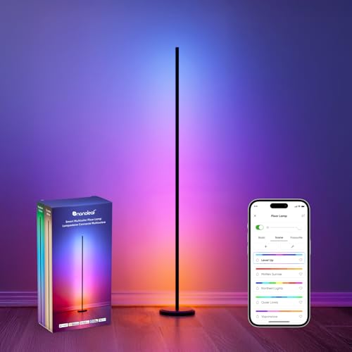 Nanoleaf Matter Smart Floor Lamp, LED Standing Lamps Work with Alexa, Music Sync Corner Lamp,16 Million Colors, 1700lm RGBTW Floor Lamp with Voice Control for Living Room, Ambient Lighting,