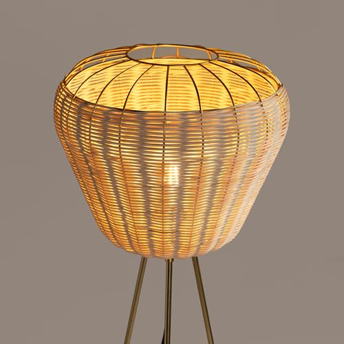 Image of FIG Living Meiji - Tapered Dome Floor Lamp | 130 cm Tall Standing Lamp | Modern Style & Metal Finished Tripod Lampbase | Best for Home Decor, Living Room, Home Office