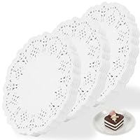 DOPENSPI 300 Stück Rund Tortenspitze,9cm Tortenspitzen Spitzenpapier Spitzen-Untersetzer Weiße Spitze Papier Küche Backpapier Tischset Papier für Geburtstag Hochzeit Party Kuchen Pizza Pappteller