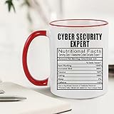 Cyber Security Expert Nutritional Fact Professionals, Birthday, Graduation, Thank You Gift, Birthday, Coffee, Tea 11oz Ceramic Rim Mug. (Red Rim) - Image 3