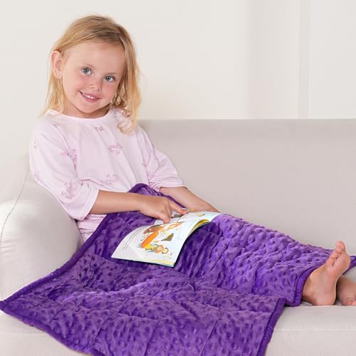 Image of Kivik 2 lbs Weighted Lap Pad, Ultra Soft Minky Dotted Heavy Blankets Throw for Better Study Relaxing & Sleeping, Machine Washable, 20 x 30 Inches, Purple