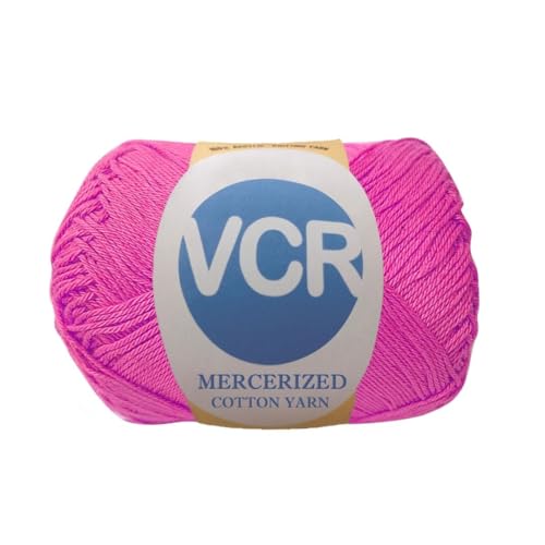 Image of VCR 4 Ply Light Magenta 100% Mercerized Cotton Yarn, 60 Grams Hank, 190 Meters Length, Cotton Combed Ball, Smooth and Glossy Crochet Yarn for Crochet and Knitting, Pack of 1, Suitable for DIY Crafts
