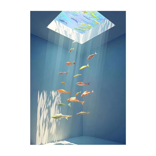 Tableaux posters et arts decoratifs poisson vert or impression sur toile salon 60x90cm