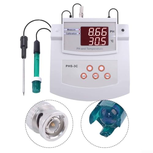 Misuratore di pH da laboratorio da tavolo, tester di acidità e alcalinità da laboratorio, misuratore di acidità da tavolo, calibrazione automatica 2 in 1, adatto per ambiente, laboratorio, ecologia