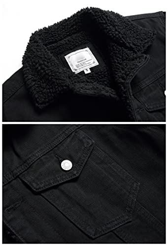Lzler Men'S Fleece Jean Jacket Winter Cotton Sherpa Lined Denim Fur Trucker Jacket thumb #2