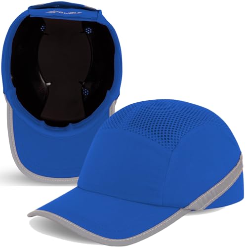 BWOLF TRIVOR Gorra Seguridad Trabajo Casco Obra Casco Seguridad con Carcasa ABS EN 812, Tira Reflectante, Azul Royal