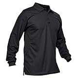 MAGCOMSEN Men's Classic Fit Golf Polo Shirt Long Sleeve Quick Dry Casual Polyester Dark Grey