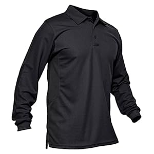 MAGCOMSEN Men’s Polo Shirts 3 Button Quick Dry Performance Long Sleeve Tactical Shirts Pique Jersey Golf Shirt
