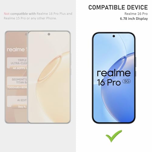 Image of SupCares Tempered Glass for Realme 16 Pro (6.78 Inch) With Installation Kit | 9H Edge to Edge Screen Protector | Black