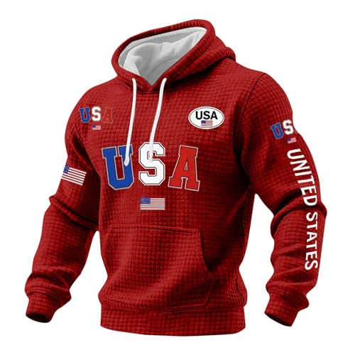 Chándal de verano con capucha y bandera estadounidense roja 4XL