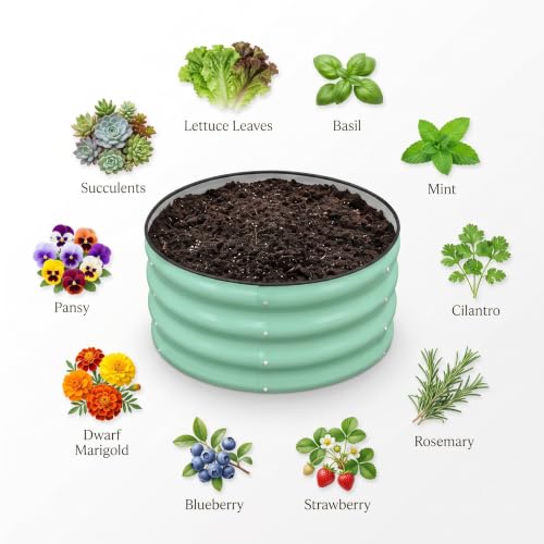 Image of SnugNiture 3 Pcs 2x2x1ft Round Galvanized Raised Garden Bed Kit Outdoor, Metal Planter Box for Planting Plants Vegetables, Green