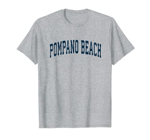Pompano Beach Florida FL Vintage Varsity Sports - Texto azul marino Camiseta