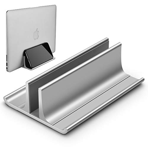 Preisvergleich Produktbild Honkid Vertikaler Laptop Ständer, Verstellbarer Vertikalen Laptopständer Platzsparender StänderTischständer, Aluminium Legierungs Standplatz Kompatibel iPad Pro / MacBook Air / Pro / Surface Pro,Silber