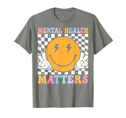 Retro Mental Health Matters Human Brain Illness Awareness T-Shirt, Men, Olive Heather, Large