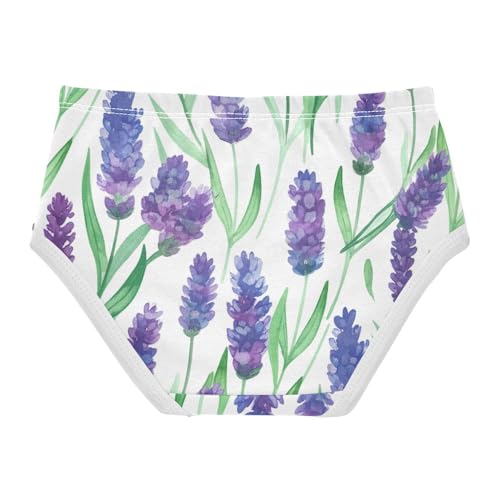 Lavender Flowers Green Leaves White Girl Panties Cute Toddler Girls Underwear Cotton Print Undies Kids Briefs 2t2