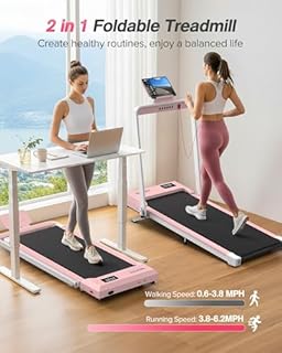WELLFIT Foldable Treadmill with Incline, 320 LBS Capacity Walking Pad with Handle Bar, Portable Walking Pad Treadmills for Home, Under Desk Treadmill with App & Remote Control, Wide Belt, LED Display