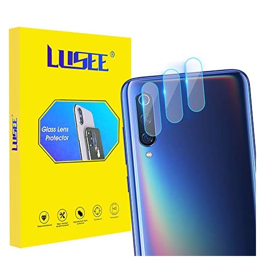Lusee 3 Piezas Cristal Templado Lente Cámara para Xiaomi Mi 9 SE/Xiaomi Mi 9 Alta Definición Ultra Clara 2.5D Protector Cámara Trasera Lente Película de Pantalla