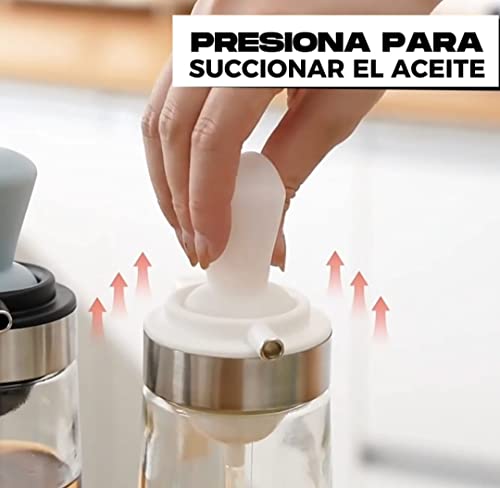Aceitera con brocha de silicona y botella dispensadora de 550ml 6
