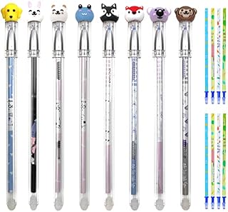 MAX COOK 8 Pcs Erasable Pens Black 0.5mm Rub Out Pens Rollerball Pens Cute Cartoon Animal Friction Pens for School Office Stationery Students Gift