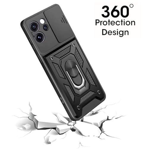 Image of Tough Armor Bumper Back Cover Case for Oppo Reno 15 Pro Mini 5G | Sliding Camera Cover, Kickstand & Ring Holder 360 Degree Protection Back Cover Case for Oppo Reno 15 Pro Mini 5G - Black