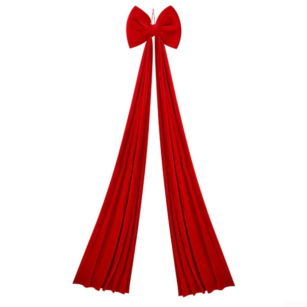 Fiocco natalizio extra large in velluto di peluche, 40 x 200 cm, per albero di Natale, corona o centrotavola, decorazione in morbido velluto con cordino per appenderlo, per eleganti decorazioni