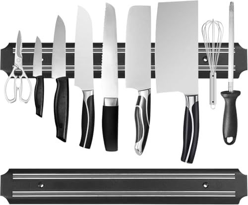 BSITFOW Magnetic Knife Strips Magnetic Knife Storage Strip, Knife Holder, Knife Rack, Knife Strip, Kitchen Utensil Holder, Tool Holder, Multipurpose Magnetic Knife Rack (15 Inch X Set of 2)