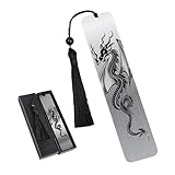 Metall Drachen Kunst Lesezeichen Geschenk - Fantasy Metall-Lesezeichen mit schwarzer Quaste inspirierende Seite Marker liefert Graduierung Geschenke für Home Student Lehrer Teenager