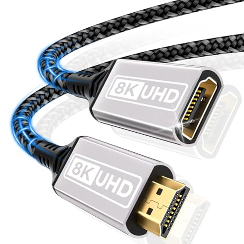 HDMI Verlängerungskabel,3M 10K 8K@60HZ 4K@120HZ 144HZ HDMI 2.1 Verlängerung Kabel Stecker auf Buchse 48Gbps Ultra Highspeed UHD eARC HDCP 2.3 Dynamic HDR10+ Kompatibel mit TV Stick,HDTV,PS5/PS4