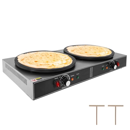 Electric Crepe Maker,3400 w 110 v Flat Plate Crepe Griddle with Double Plate and Temp Control,Non-Stick Commercial Crepe Machine for Home and Commerci